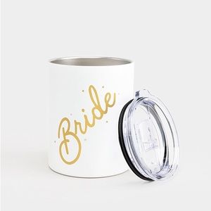 Bride Tumbler Stainless Steel Gold Lettering Engagement Bachelorette Wedding